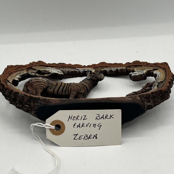 Wildlife Collectibles Hand Carved Bark Zebra Sculpture 7.5"x5" Unique By Horiz - Picture 8 of 14